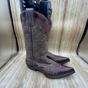 Stetson Western Cowboy Boots Men's 6‎ Women's 7.5 Distressed Brown Pointed Toe